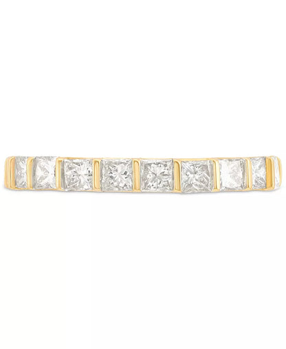 Stunning 1 Ct. T.W. Diamond Princess Ten Stone Band in Luxurious 14K Gold