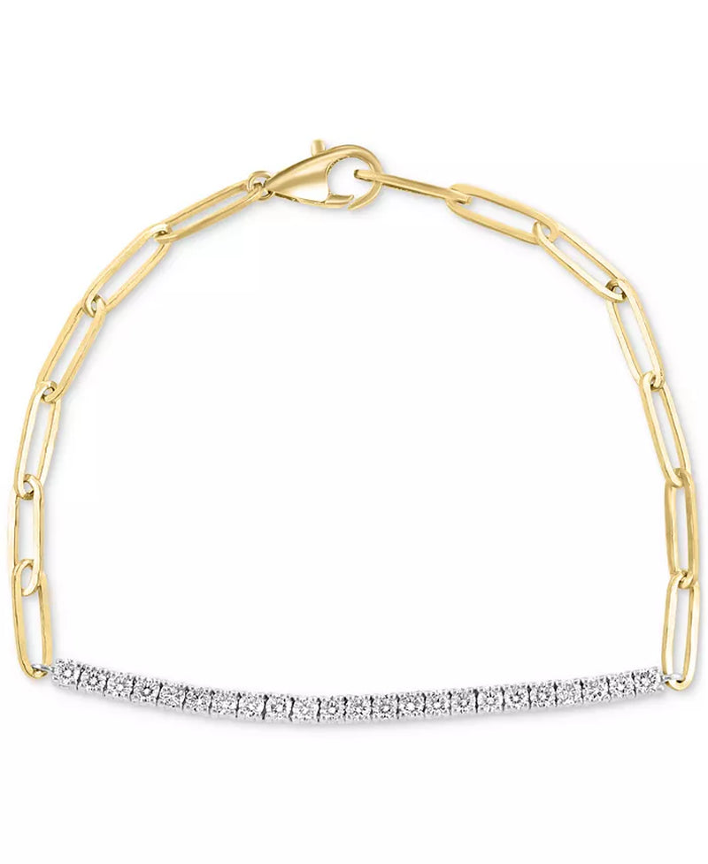 Stunning EFFY® Diamond & Paperclip Link Bracelet in 14K Two-Tone Gold - 7/8 Ct. T.W.