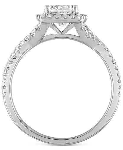 Stunning 1-1/3 Ct. Certified Diamond Halo Engagement Ring in 14K White Gold with De Beers Code of Origin - Exclusively at Macy's