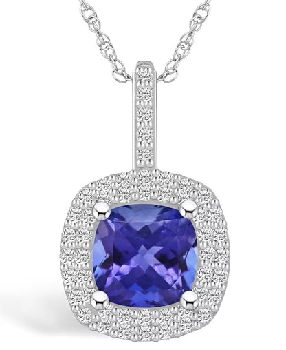 Stunning Tanzanite and Diamond Halo Pendant Necklace - 2.33 Ct. T.W. Elegance