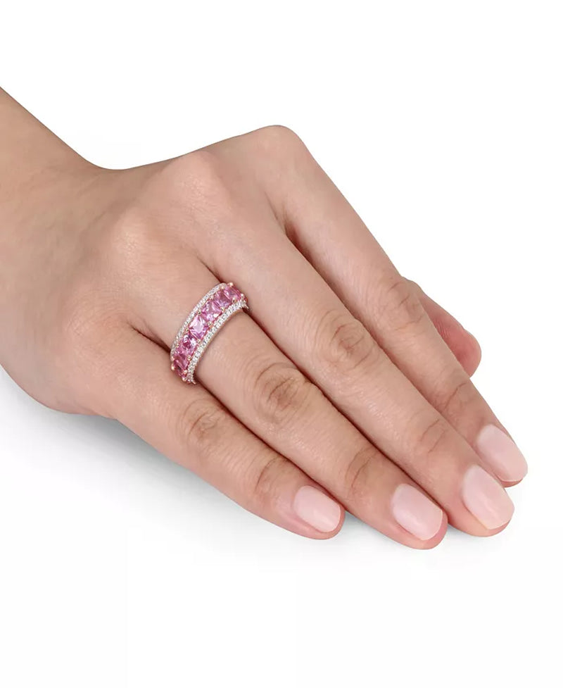 Stunning Pink Sapphire & Diamond Eternity Band in 14K Rose Gold - 5-5/8 Ct. T.W.