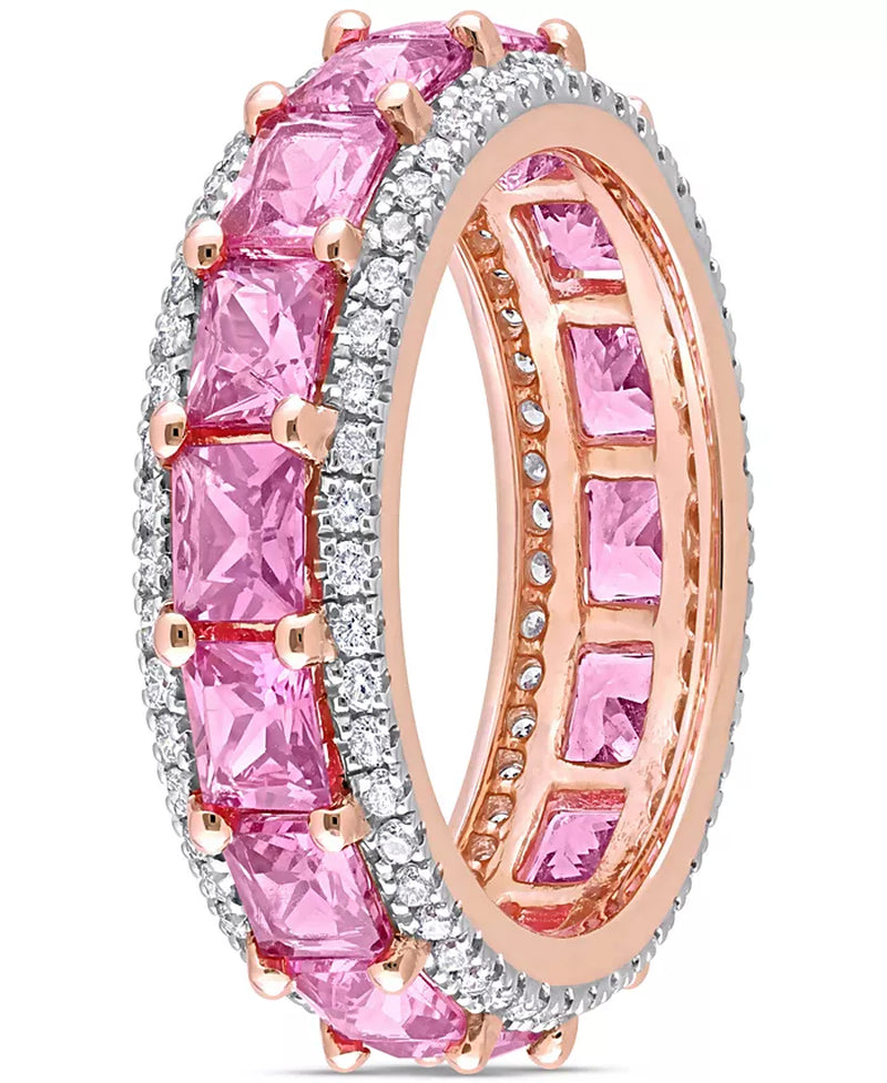 Stunning Pink Sapphire & Diamond Eternity Band in 14K Rose Gold - 5-5/8 Ct. T.W.