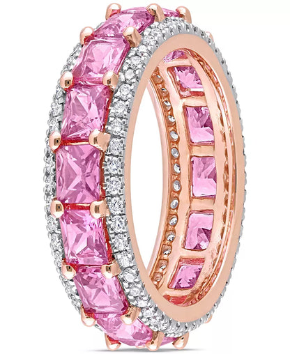 Stunning Pink Sapphire & Diamond Eternity Band in 14K Rose Gold - 5-5/8 Ct. T.W.