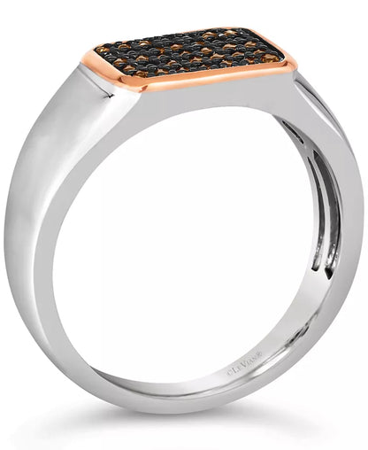 Stunning Men's Diamond Ring (1/3 Ct. T.W.) in Luxurious Sterling Silver & 14K Rose Gold