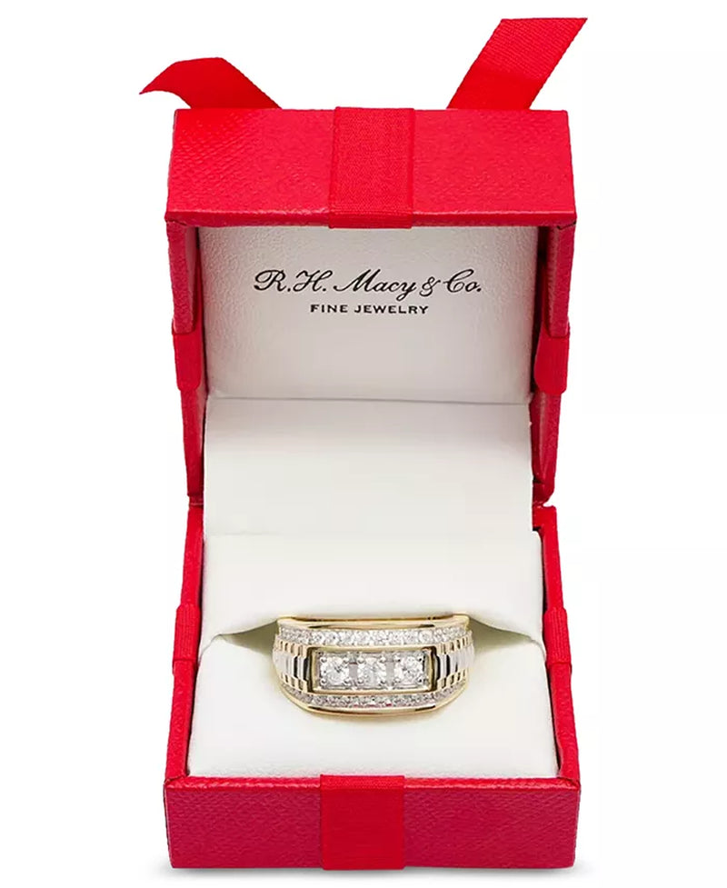 Stunning Men's Two-Tone Diamond Statement Ring (1 Ct. T.W.) in 10K Gold