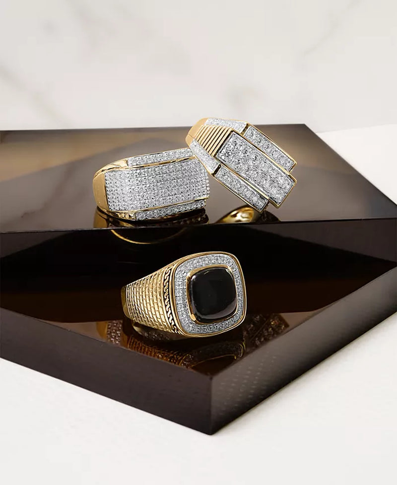 Stunning Men's 2 Ct. Diamond Multirow Cluster Ring in 10K Gold