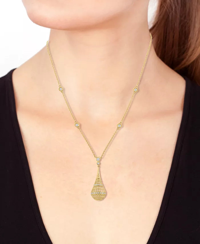Stunning 14K Gold Diamond Openwork Teardrop Pendant Necklace - 1/2 Ct. T.W. - 18" Elegance