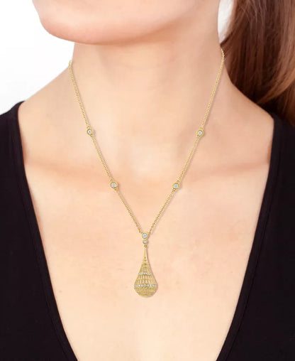 Stunning 14K Gold Diamond Openwork Teardrop Pendant Necklace - 1/2 Ct. T.W. - 18" Elegance