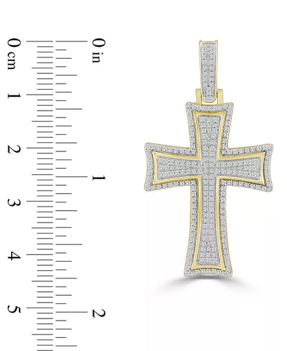 Men's 10K Gold Diamond Pavé Flared Cross Pendant - 1/2 Ct. T.W.