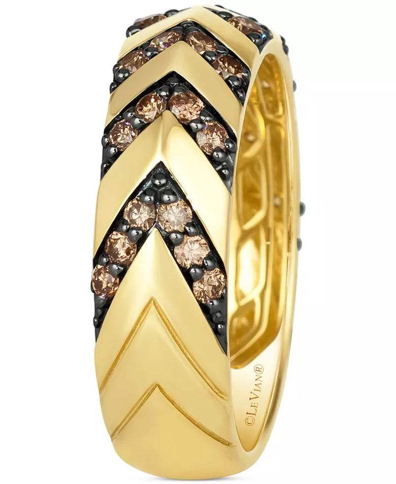 Chocolatier® Men's 14K Gold Chocolate Diamond Chevron Band - 3/4 Ct. T.W. Elegance