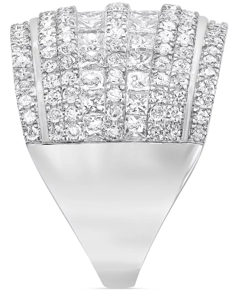 Stunning 3 Ct. Diamond Cluster Multi Row Ring in Luxurious 14K White Gold