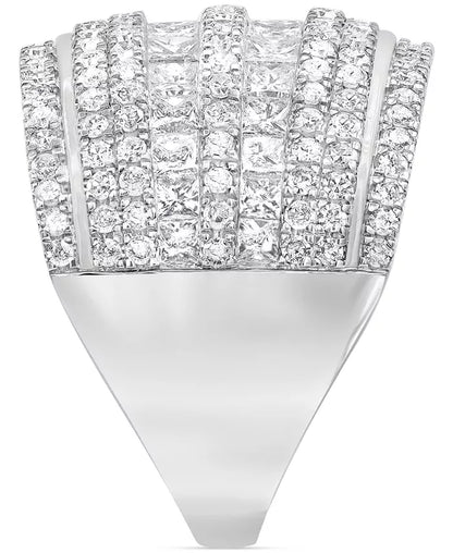 Stunning 3 Ct. Diamond Cluster Multi Row Ring in Luxurious 14K White Gold