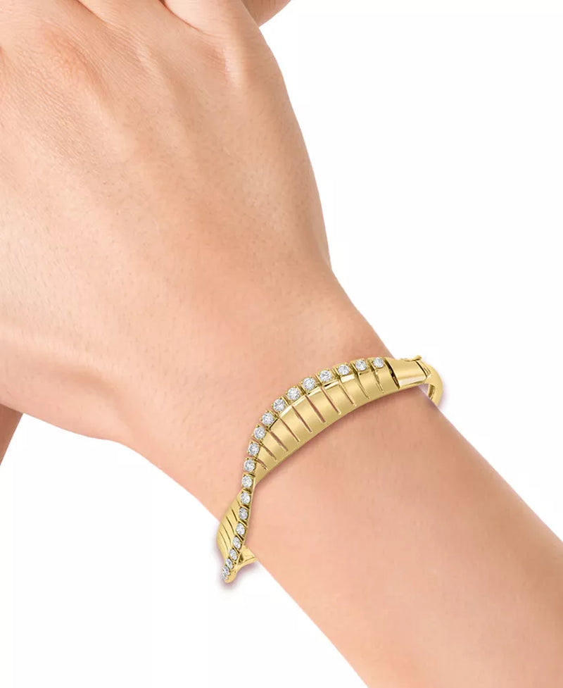 Stunning EFFY® 14K Gold Diamond Wave Bangle Bracelet - 1.25 Ct. T.W.