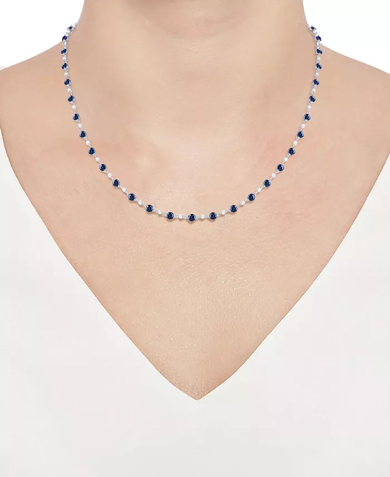 Stunning 17" 14K Gold Collar Necklace with 5-3/8 Ct. Emerald & 1-1/6 Ct. Diamond - Also Available in Ruby & Sapphire