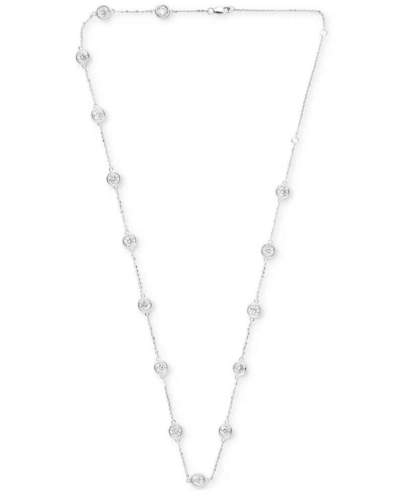 Stunning 6 Ct. Lab Grown Diamond Statement Necklace in 14K White or Yellow Gold with 18" + 4" Extender
