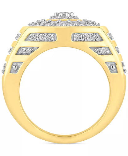 Stunning 2 Ct. T.W. Men's Diamond Multi-Cluster Statement Ring in Luxurious 10K Gold