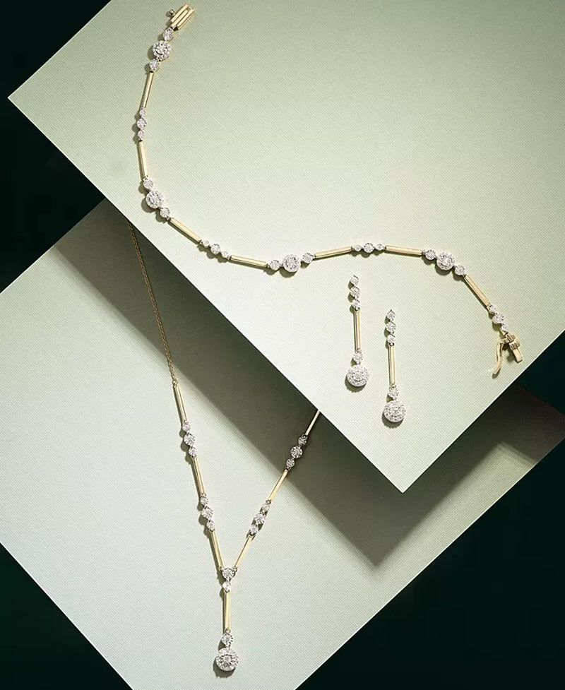 Stunning 1/2 Ct. T.W. Diamond Station Link Bracelet in 14K Gold - Exclusively at Macy's