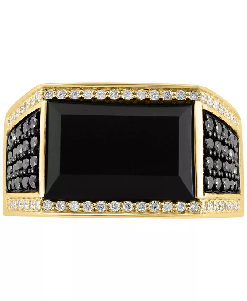 Stunning EFFY® Men's Onyx & Diamond Ring (3/4 Ct. T.W.) in Luxurious 14K Gold