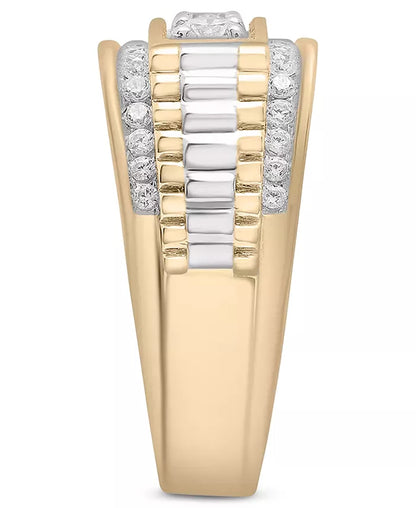 Stunning Men's Two-Tone Diamond Statement Ring (1 Ct. T.W.) in 10K Gold