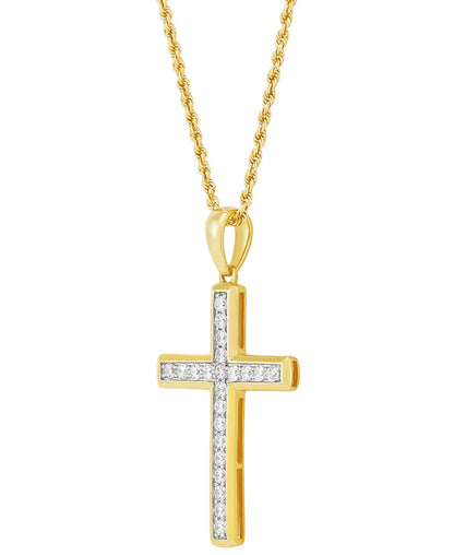 Exquisite Men's 22" Lab Grown Diamond Cross Pendant Necklace in 10K Gold & White Gold - 1 Ct. T.W.