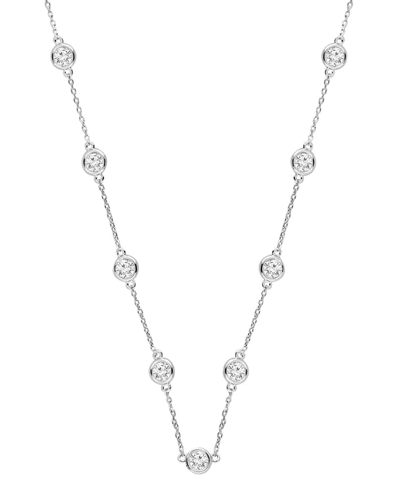 Stunning 6 Ct. Lab Grown Diamond Statement Necklace in 14K White or Yellow Gold with 18" + 4" Extender