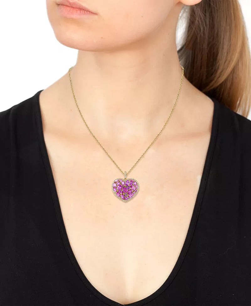 Stunning EFFY® 4.75 Ct. Ruby & 0.33 Ct. Diamond Heart Pendant Necklace in 14K Gold