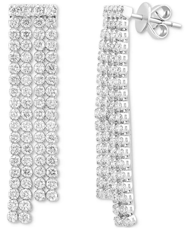 Stunning EFFY® 14K White Gold Lab Grown Diamond Chain Drop Earrings - 2-3/4 Ct. T.W.
