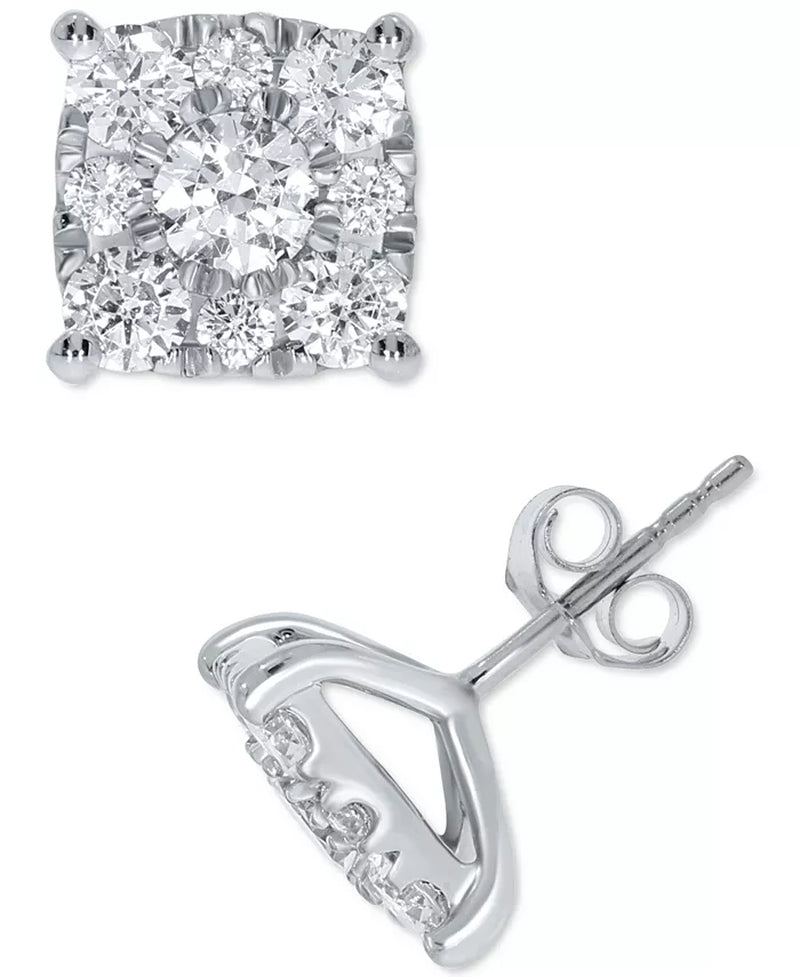 Stunning 2 Ct. T.W. Diamond Square Cluster Stud Earrings