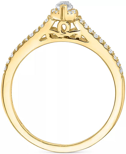 Stunning Diamond Marquise Double Row Halo Engagement Ring - 1/2 Ct. T.W. in Luxurious 14K White, Yellow, or Rose Gold