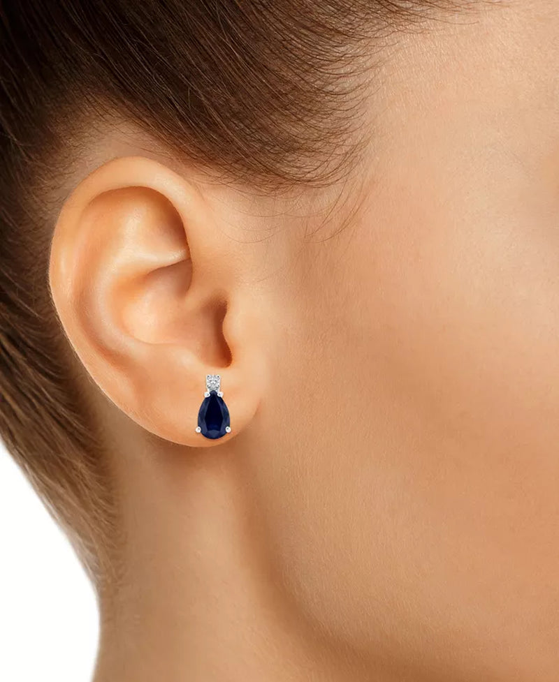 Stunning 1-7/8 Ct. T.W. Sapphire & Diamond Accent Stud Earrings in Luxurious 14K White Gold - Available in Emerald & Ruby!
