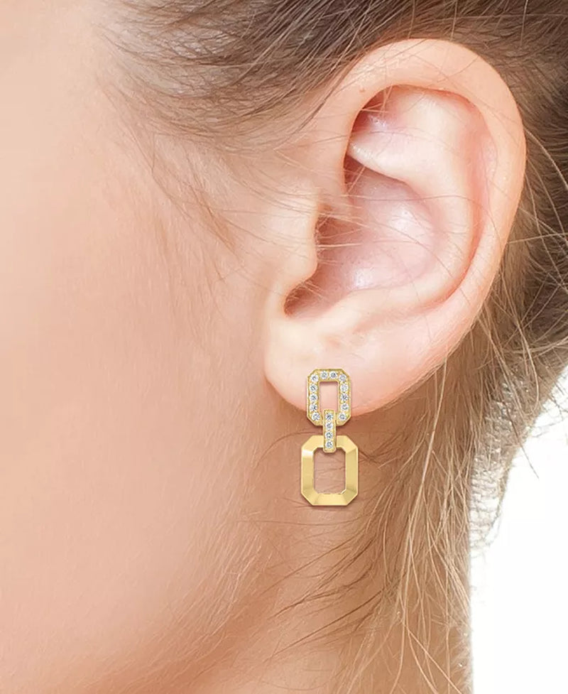 Stunning EFFY® 14K Gold Diamond Octagon Link Drop Earrings - 1-1/4 Ct. T.W.
