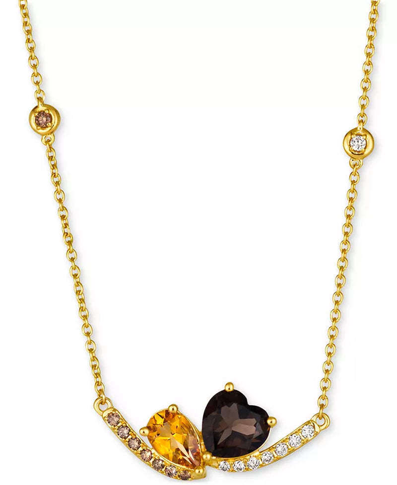 Stunning 19" 14K Gold Statement Necklace with Multi-Gemstones & Diamonds - 2.5 Ct. T.W.