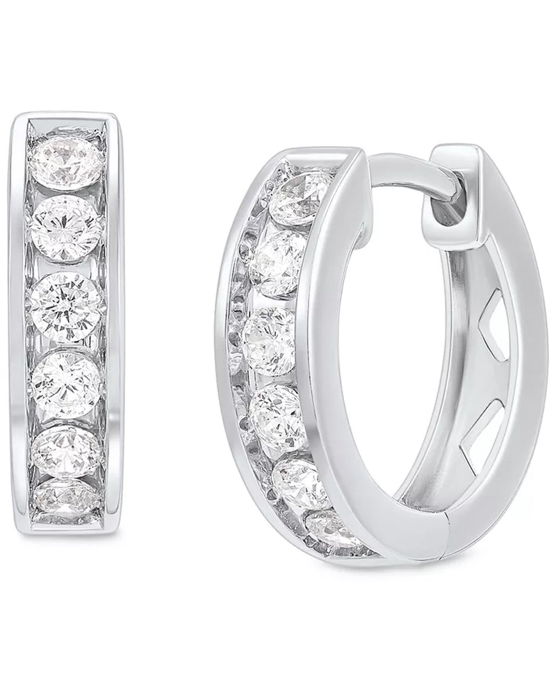 Stylish Men's Lab Grown Diamond Huggie Hoop Earrings in 10K White Gold - 1/2 Ct. T.W.