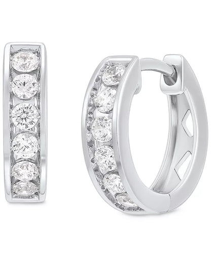 Stylish Men's Lab Grown Diamond Huggie Hoop Earrings in 10K White Gold - 1/2 Ct. T.W.