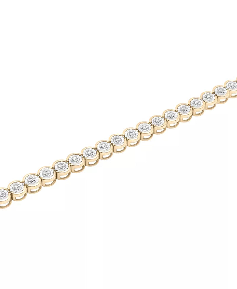 Stunning 10K Gold Men's Diamond Half Bezel Link Bracelet - 3.5 Ct. T.W.