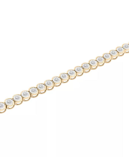 Stunning 10K Gold Men's Diamond Half Bezel Link Bracelet - 3.5 Ct. T.W.