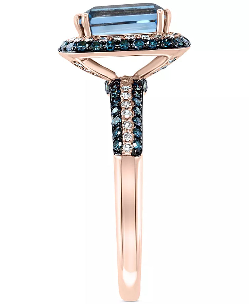 Stunning EFFY® London Blue Topaz & Diamond Statement Ring in 14K Rose Gold - 2-1/5 Ct. T.W.