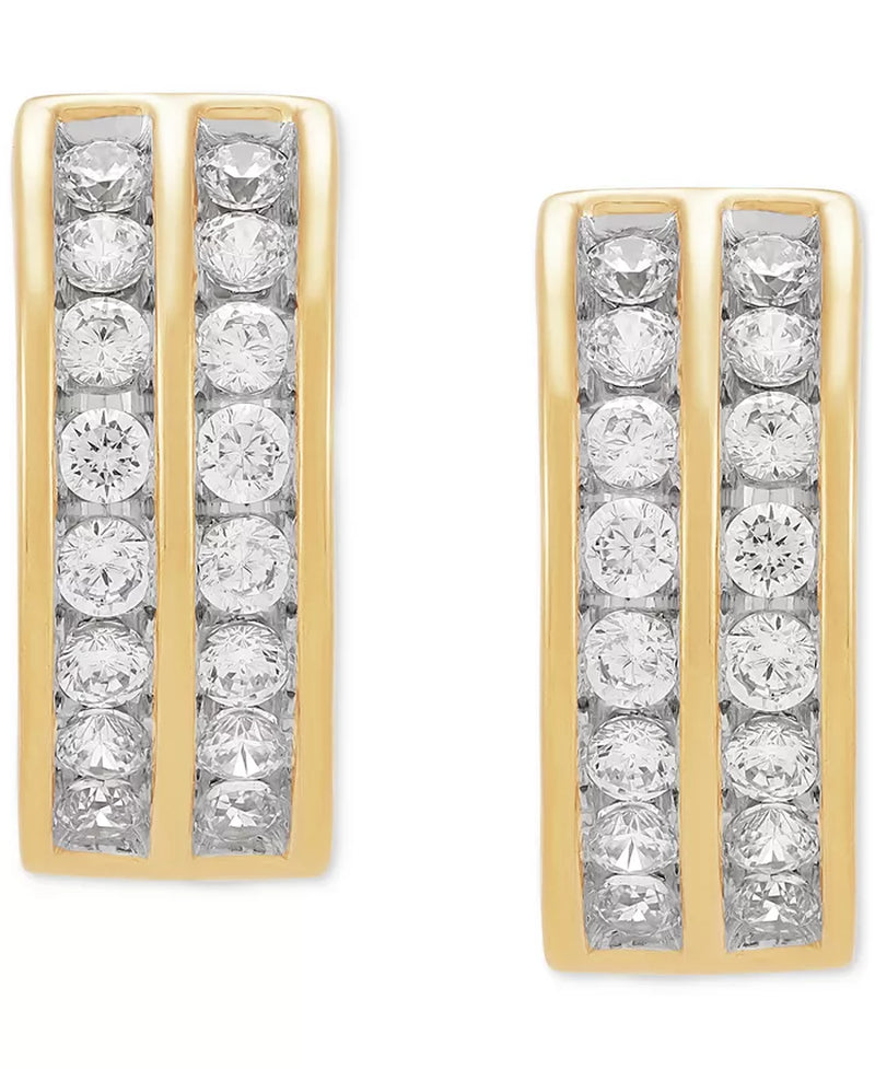 Stunning 10K Gold Men's Lab Grown Diamond Channel-Set Small Hoop Earrings (1 Ct. T.W.) - 15mm