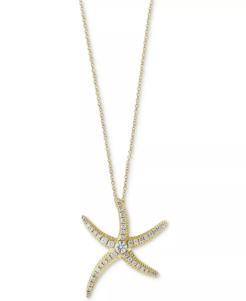 Stunning EFFY® 14K Gold Diamond Starfish Pendant Necklace - 1/2 Ct. T.W.