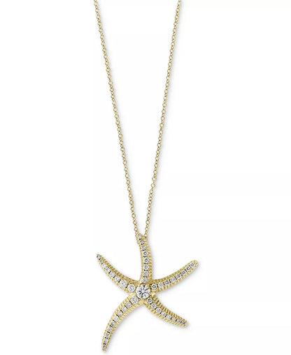 Stunning EFFY® 14K Gold Diamond Starfish Pendant Necklace - 1/2 Ct. T.W.