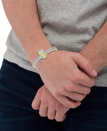 Men's 10K Gold Diamond Lion King Bangle Bracelet - 1.5 Ct. T.W.