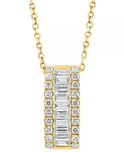 Stunning EFFY® 18" Diamond Baguette & Round Vertical Bar Pendant Necklace in 14K Gold - 1/2 Ct. T.W. (Available in 14K White Gold)