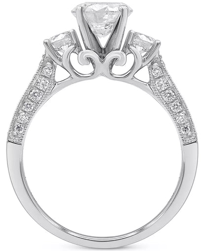 Stunning 1-3/4 Ct. T.W. Diamond Three Stone Engagement Ring in Elegant 14K White Gold