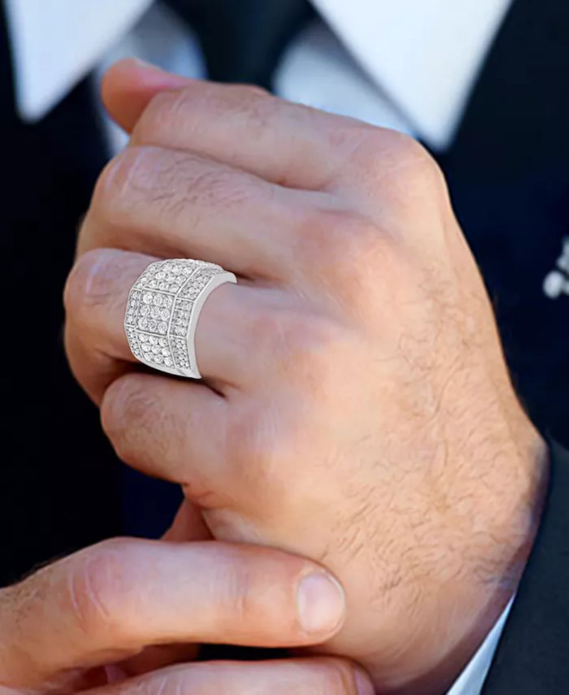Stunning 3 Ct. T.W. Men's Diamond Multi-Cluster Ring in 10K Yellow, White, or Rose Gold