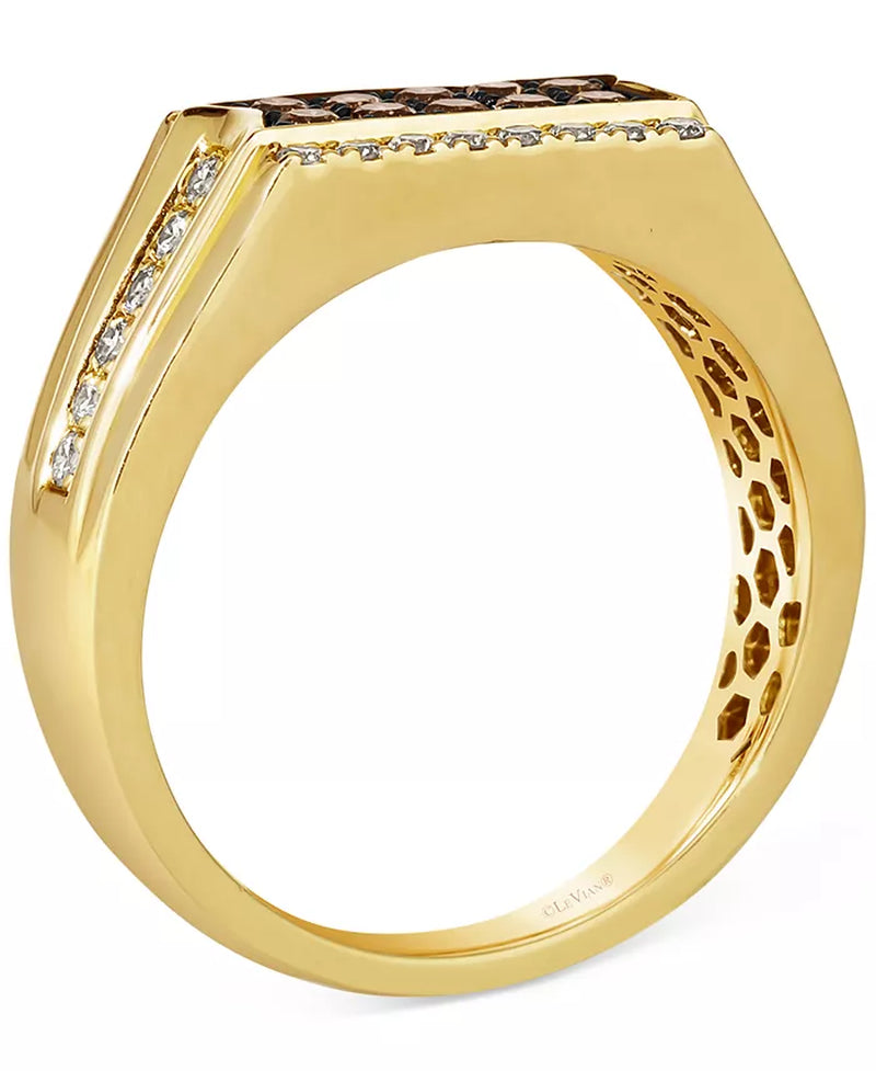 Men's Elegant 14K Gold Chocolate & Nude Diamond Cluster Ring - 1/3 Ct. T.W. & 3/8 Ct. T.W.