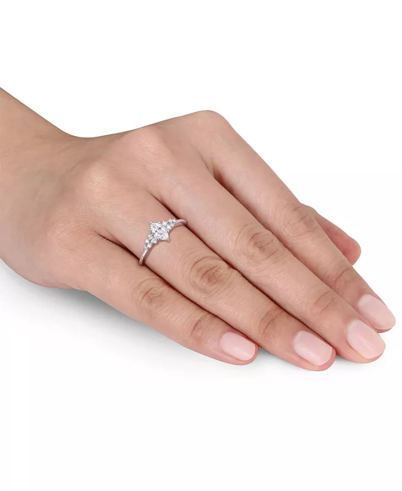Stunning 1/2 Ct. T.W. Diamond Marquise-Cut Engagement Ring in Elegant 14K White Gold
