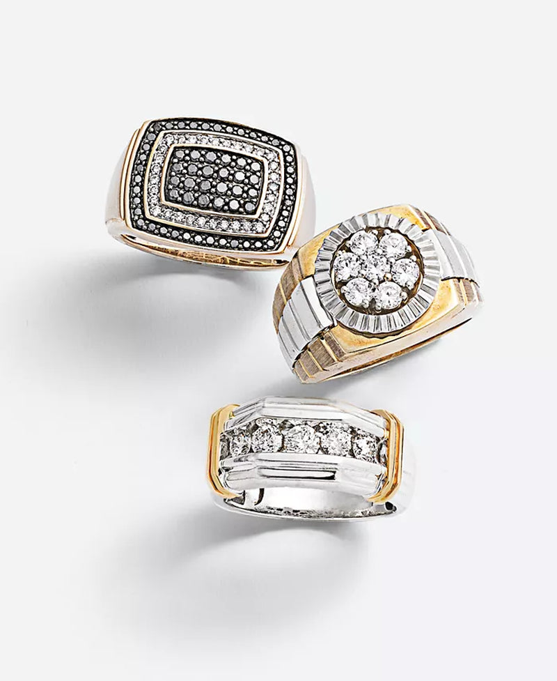 Stunning Men's Two-Tone Diamond Ring in 10K Gold - 1 Ct. T.W.