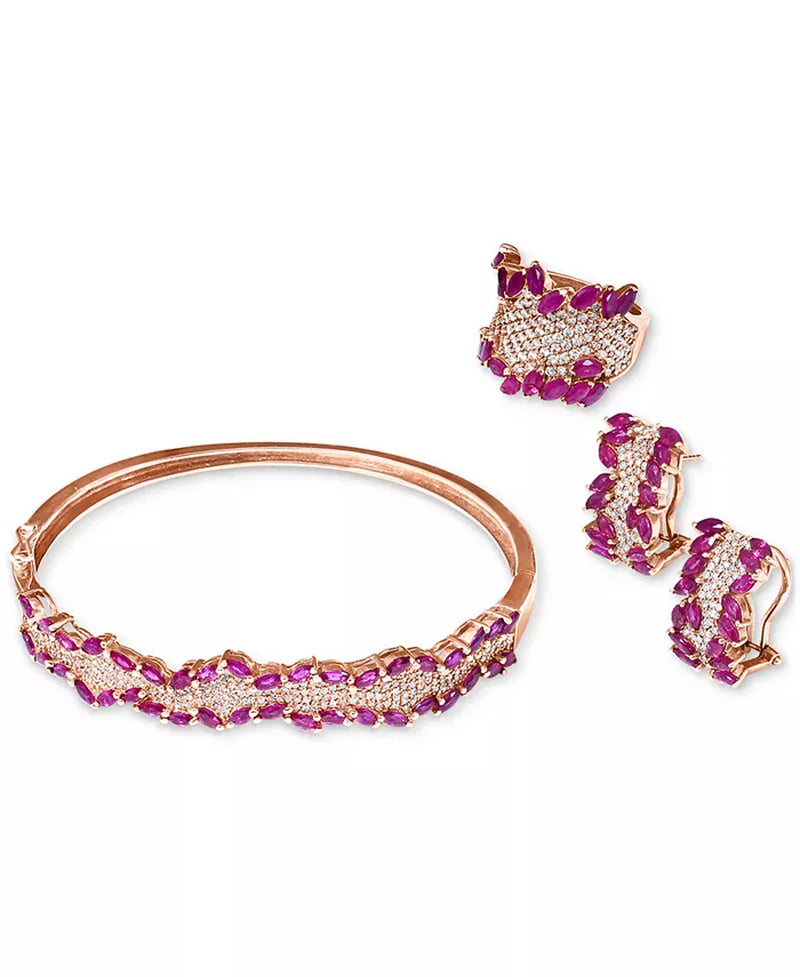 Stunning EFFY® 14K Rose Gold Ruby & Diamond Bangle Bracelet - 4-3/8 Ct. T.W. Ruby and 3/4 Ct. T.W. Diamond, Exclusively at Macy's