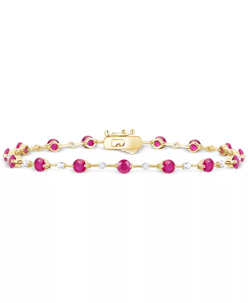 Stunning 14K Gold Emerald & Diamond Bracelet (2-1/8 Ct. T.W. Emerald & 1/2 Ct. T.W. Diamond) - Also Available in Ruby & Sapphire