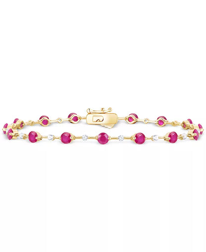 Stunning 14K Gold Emerald & Diamond Bracelet (2-1/8 Ct. T.W. Emerald & 1/2 Ct. T.W. Diamond) - Also Available in Ruby & Sapphire
